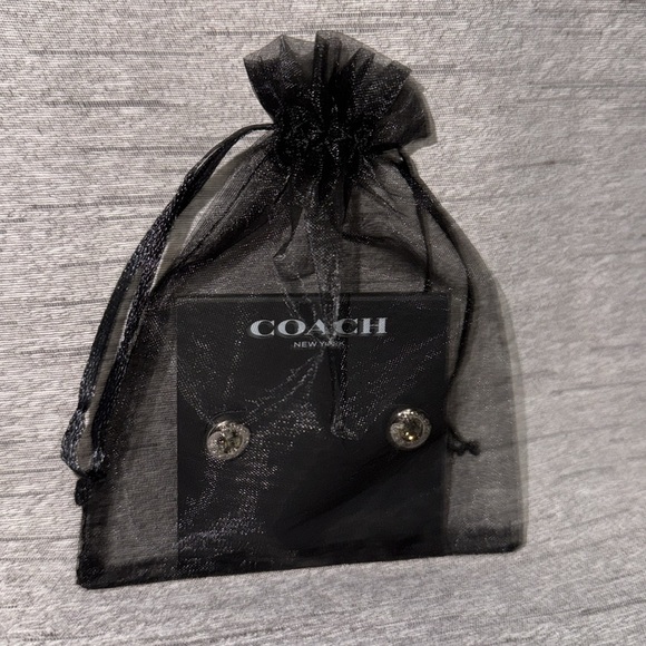 Coach - NWT - Silver Open Circle Stone Stud Earrings & Titanium Post-Retails $68 - Picture 5 of 5